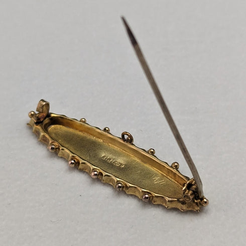 1875年頃 英国アンティーク 9ctゴールド製 小鳥装飾 ピンブローチ ケース入